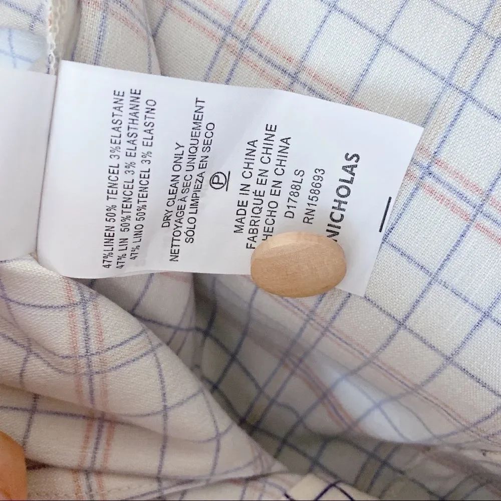 Nicholas Linen blend Button Front Check Mini Dress - Picture 12 of 12